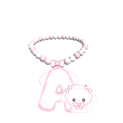 ♡ cute pink bunny a initial beaded necklace ♡  Roblox item