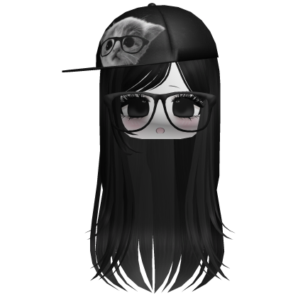 ♡ cute moe girl w cat hat + glasses black