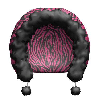 Pink Zebra Fur Hood w/ Pom Poms