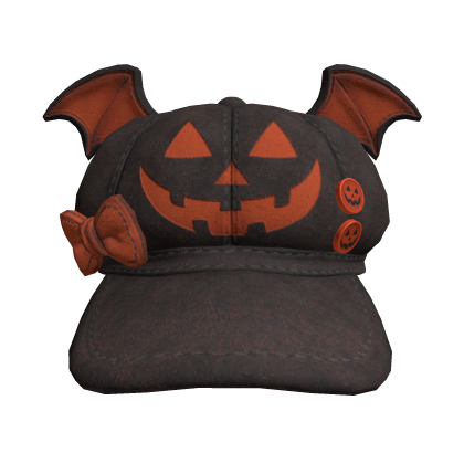 Cute Halloween pumpkin black hat with bat wings🎃 Roblox item
