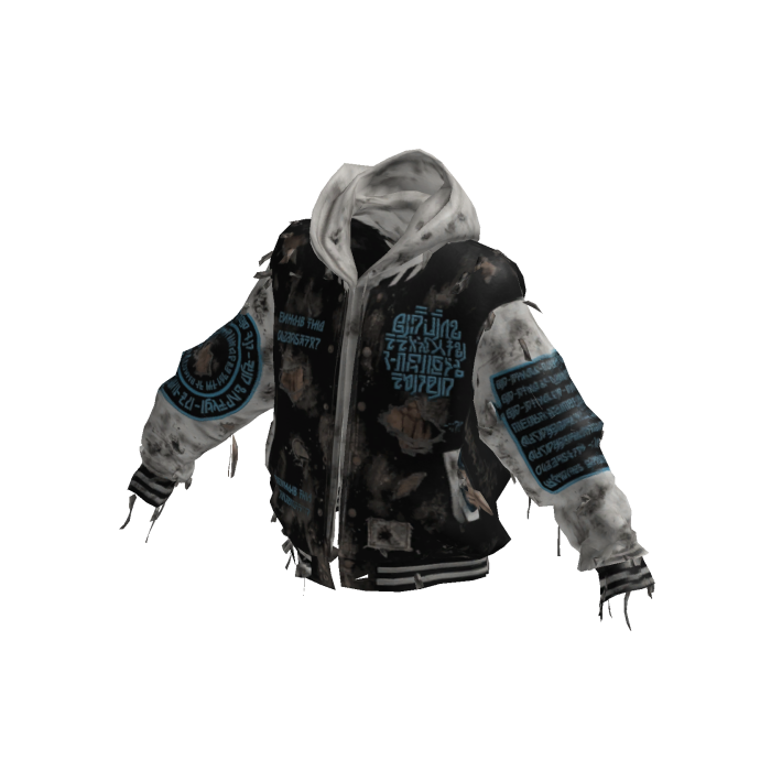 Distressed Cyber Rune Varsity Jacket