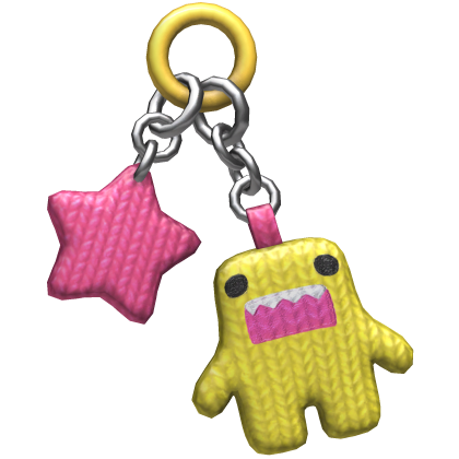 Scene Harajuku Domo Keychain pink yellow 