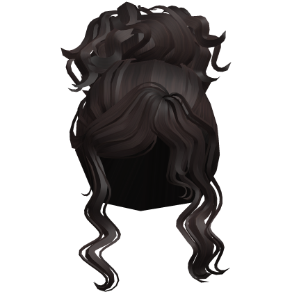 cute messy curly wavy bun (darkbrown) Roblox item