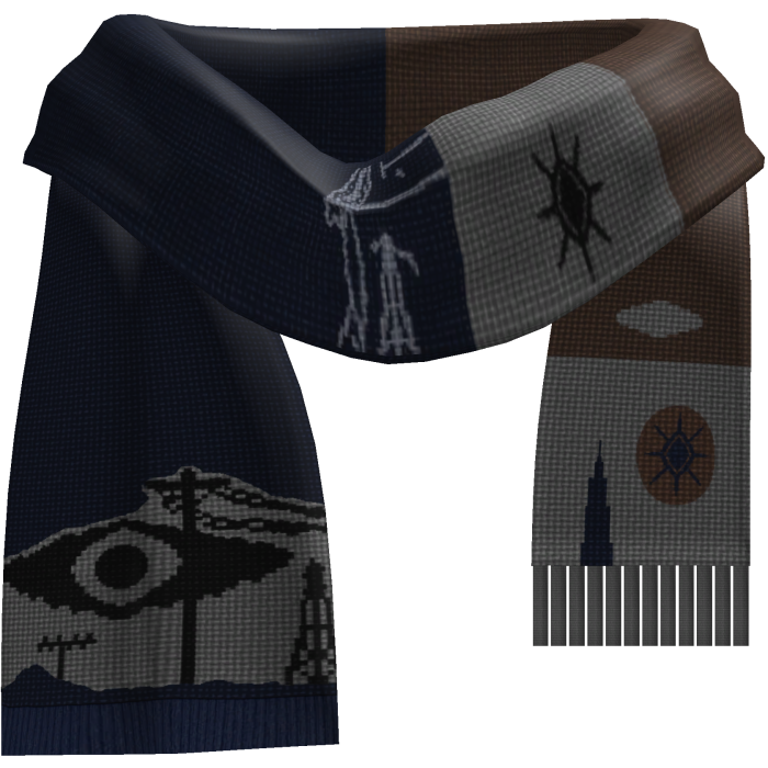 Navy Blue Brown City Scarf