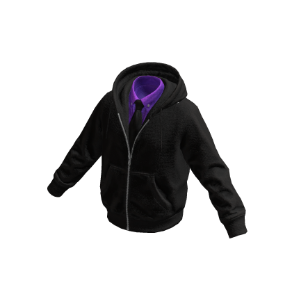 Black-Purple Layered Hoodie w/ Shirt & Tie 