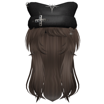 Spikey Scene Hair w/ Y2K Cat Beanie (Brown) Roblox item