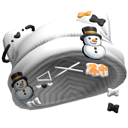 Snowman Cute Kitty Beanie w/ Hairclips