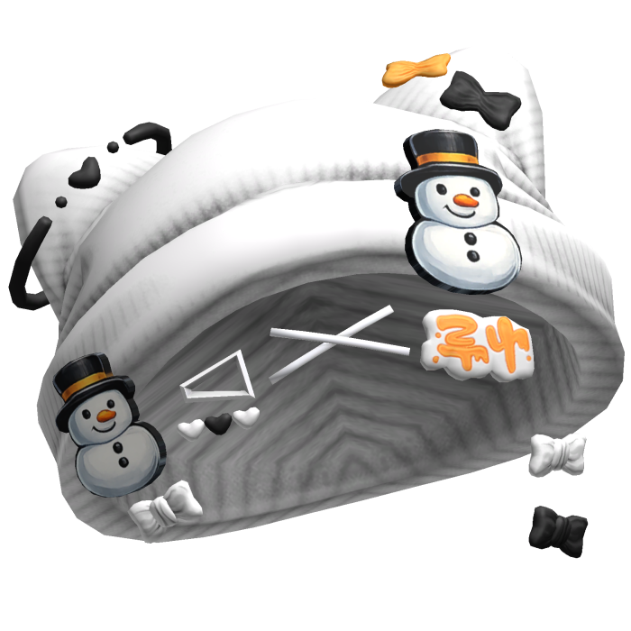 Snowman Cute Kitty Beanie w/ Hairclips