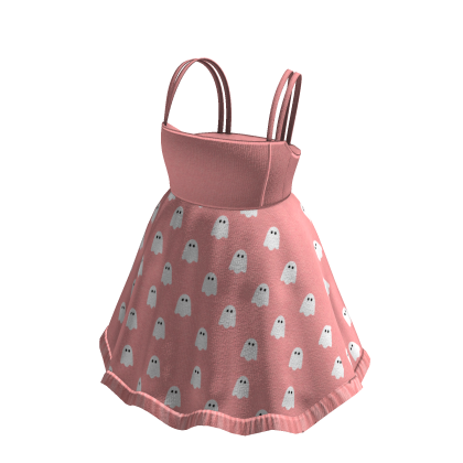Strappy Dress with Ghost Print (Pink)