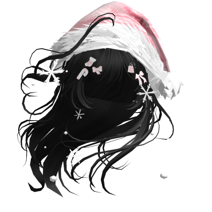 Lush Windy Hair w/Santa Hat (Black)