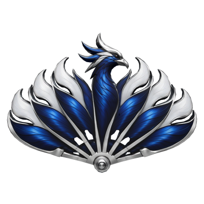 Blue and Silver Phoenix Folding Fan