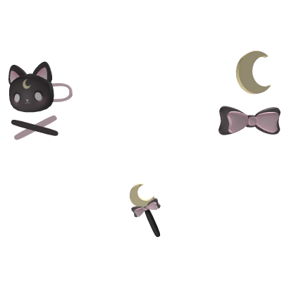 ♡ eclipse moon cat pink hair clip charms