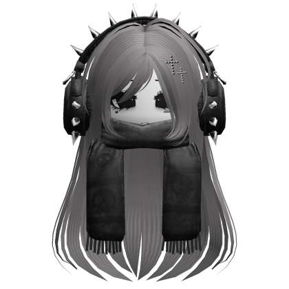 Straight Hair&Emo Headphones&Scarf Grey