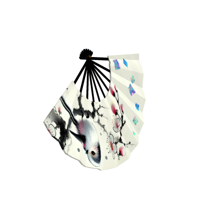 A White Dance Fan with Little Birds Left Hand