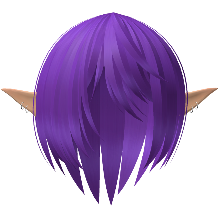 Purple Soft Emo Sleek Anime Messy Hair w/ Elf Ears