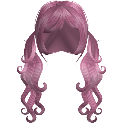 ୨୧ Dreamy Dark Pink Wavy Twin Pigtails Girl Hair Roblox item