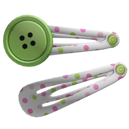 Polka Dot Button Hairclips [Pink & Green] Roblox item