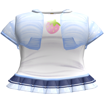 cutecore strawberry top n skirt w jacket blue
