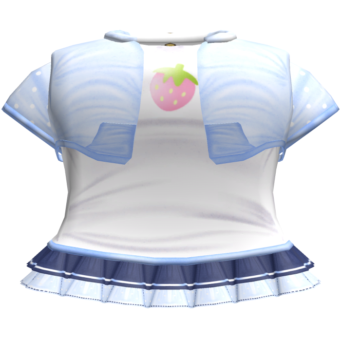cutecore strawberry top n skirt w jacket blue