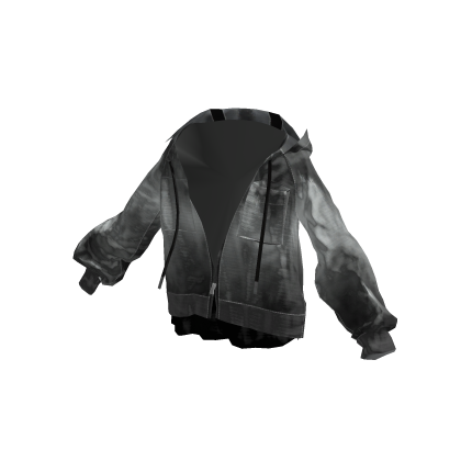 Gray Y2K Washed Oversized Zip Hoodie [PBR]