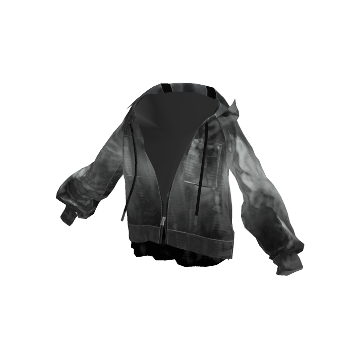 Gray Y2K Washed Oversized Zip Hoodie [PBR]