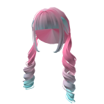 Curled Pigtails in Fabulous Pink and Blue