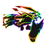 Cartoony Rainbow Flaming Dragon Heads