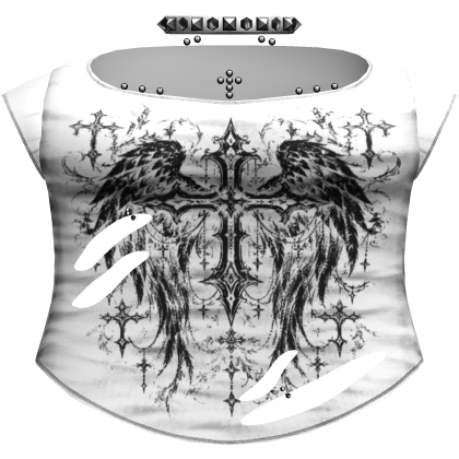 Y2k White Emo Ripped Shirt /w Choker