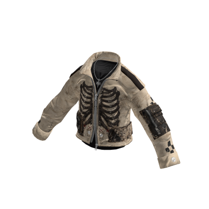 Skeleton Graphic Zip Jacket (Beige)