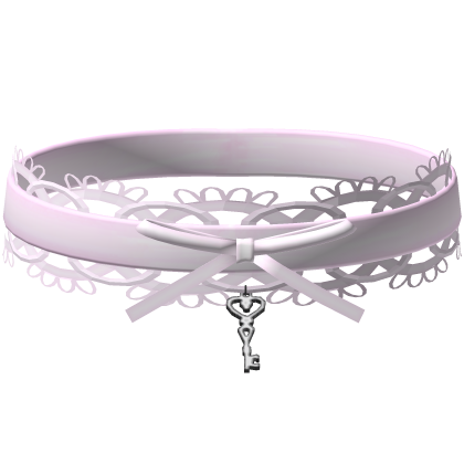 gothic lace heart key choker pink Roblox item