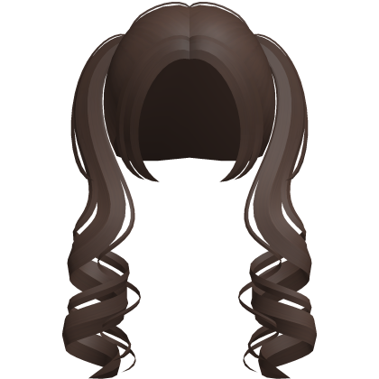 curly adorable high pigtails in brown Roblox item