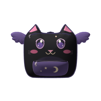 Kawaii Black Cat Bat Wing Backpack - Moonmew Roblox item