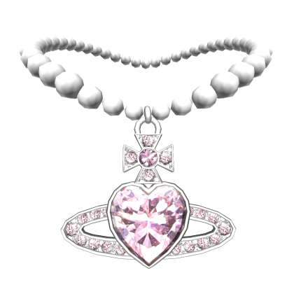 Y2K Pink Heart Pearls Necklace Saturn Planet (3.0)