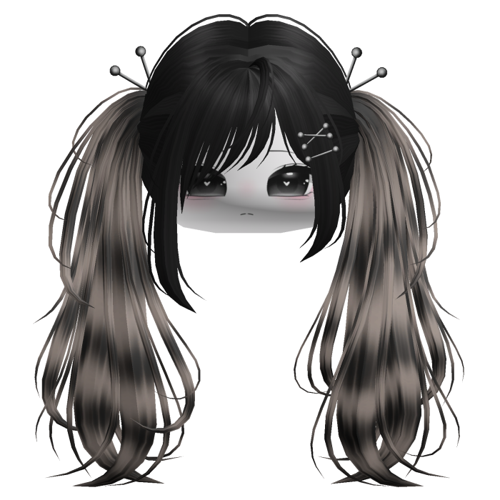 Ash Raccoon Y2K Emo Punk Pigtails w/ Pins