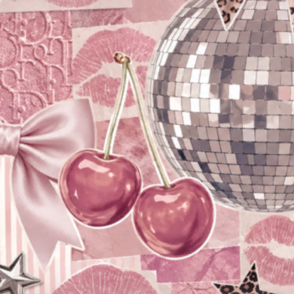 Y2K Pink Collage Silver Disco Stars Background