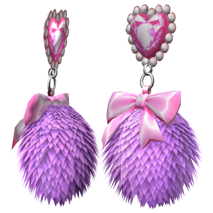 Kawaii Gyaru Fluffy Heart Earrings Purple Pink