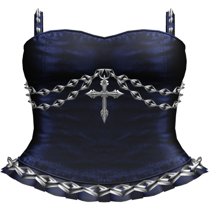 Gothic Emo Chained Cross Dress in Blue