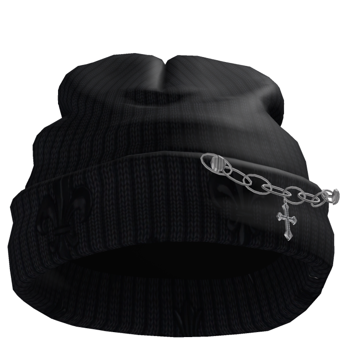Worn Black Side Chain Beanie 