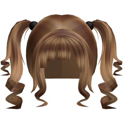 ꒰ ♡ : cutesy swirl twintails w curls light brown Roblox item