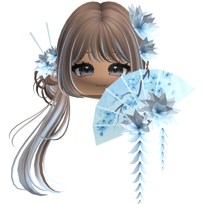 Side Ponytail w/ Cherry Blossoms & Fan