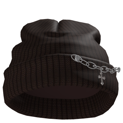 Worn Brown Side Chain Beanie 