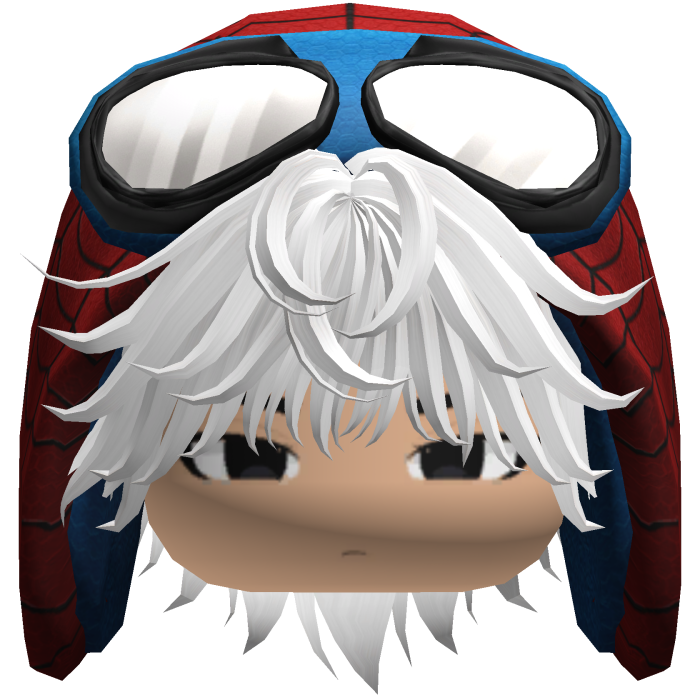 Spider Hood Boy Messy White Hair w/ Face
