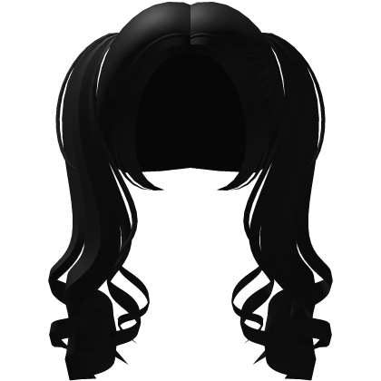 ♡ black messy full pigtails Roblox item