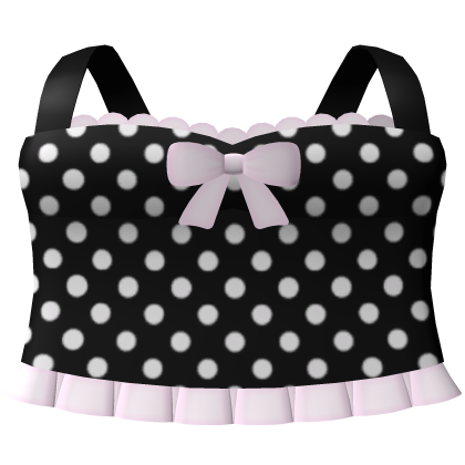 ♡ . cute black dainty ruffle polka top