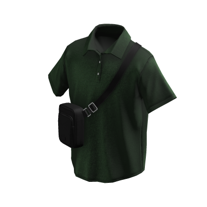 Green Polo Shirt w/ Black Crossbody Bag