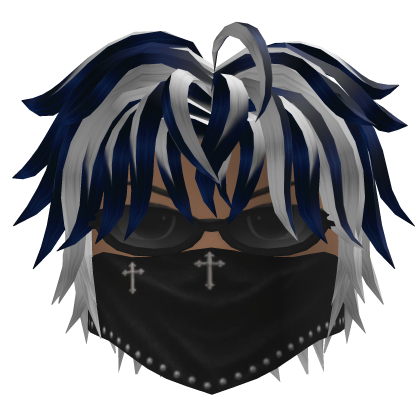 Messy Hair w/ Bandana & Glasses (Navy/White)