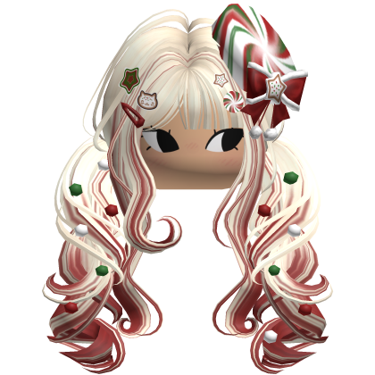 ♡ Christmas Peppermint Pigtails (Beige & Red)