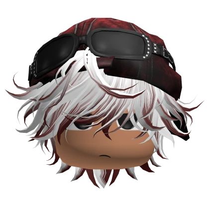 Messy Emo White&Red Hair W/ Y2k Cap & Side Glare | Roblox