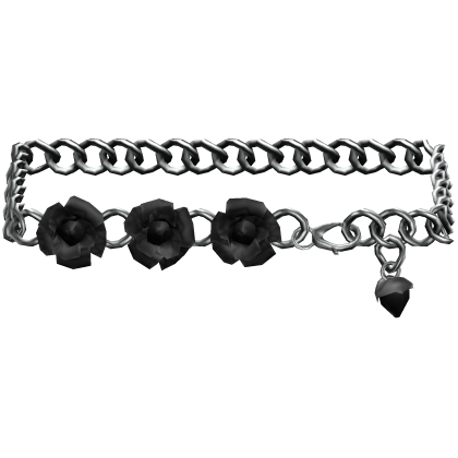 3.0 Black Silver Rose Flower Emo Waist Chain Belt