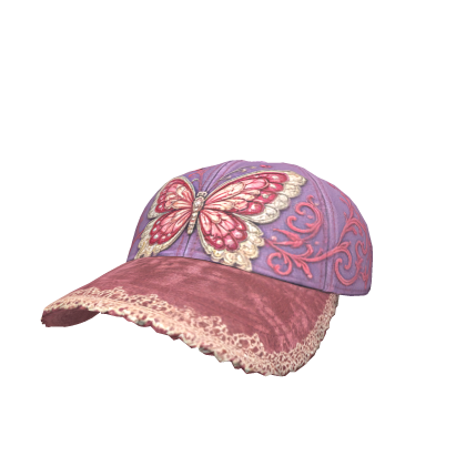 Lavender pink butterfly lace baseball cap